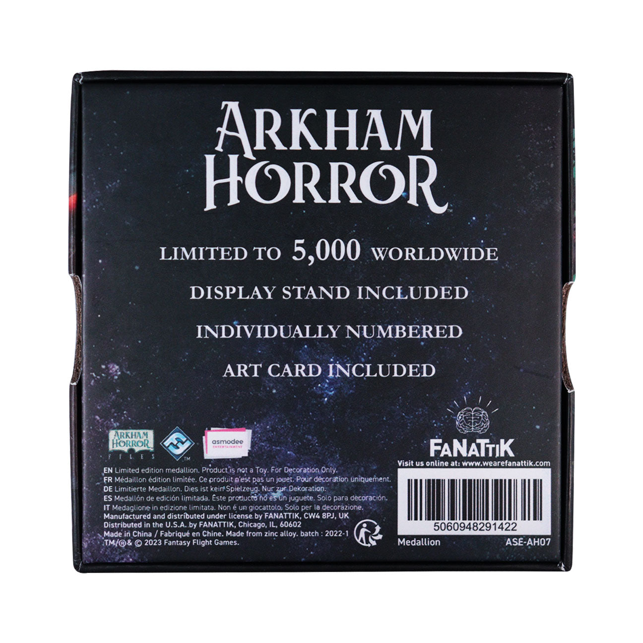 Arkham Horror Limited Edition Replica Metal Elder Sign Amulet Replica and display stand