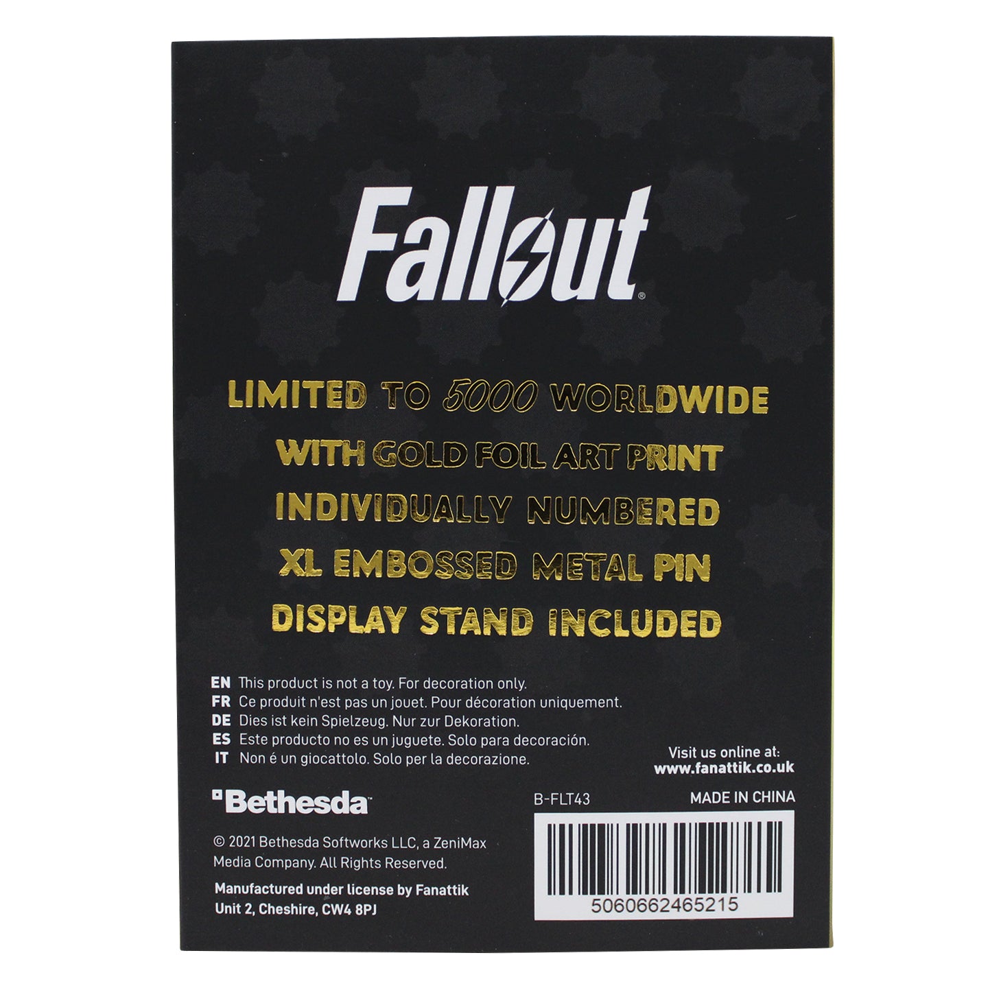 Fallout Limited Edition T-60 Power Armour Helmet 24k Gold Plated XL Pin Badge