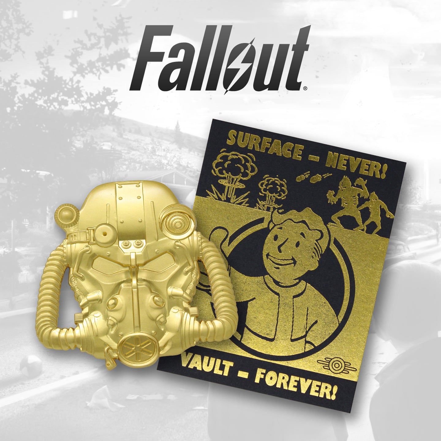 Fallout Limited Edition T-60 Power Armour Helmet 24k Gold Plated XL Pin Badge