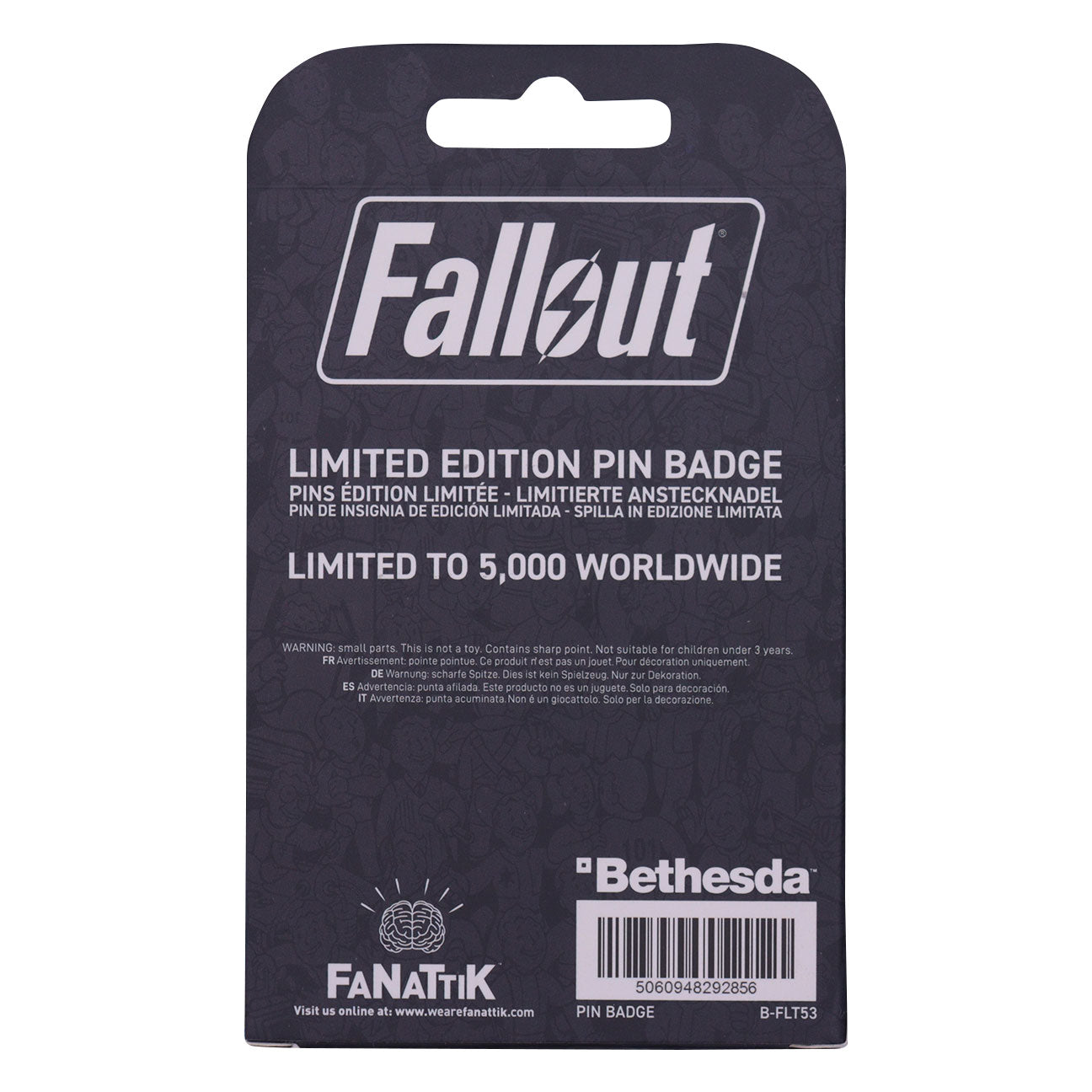 Fallout Limited Edition Vault Boy Pin Badge Packaging Reverse