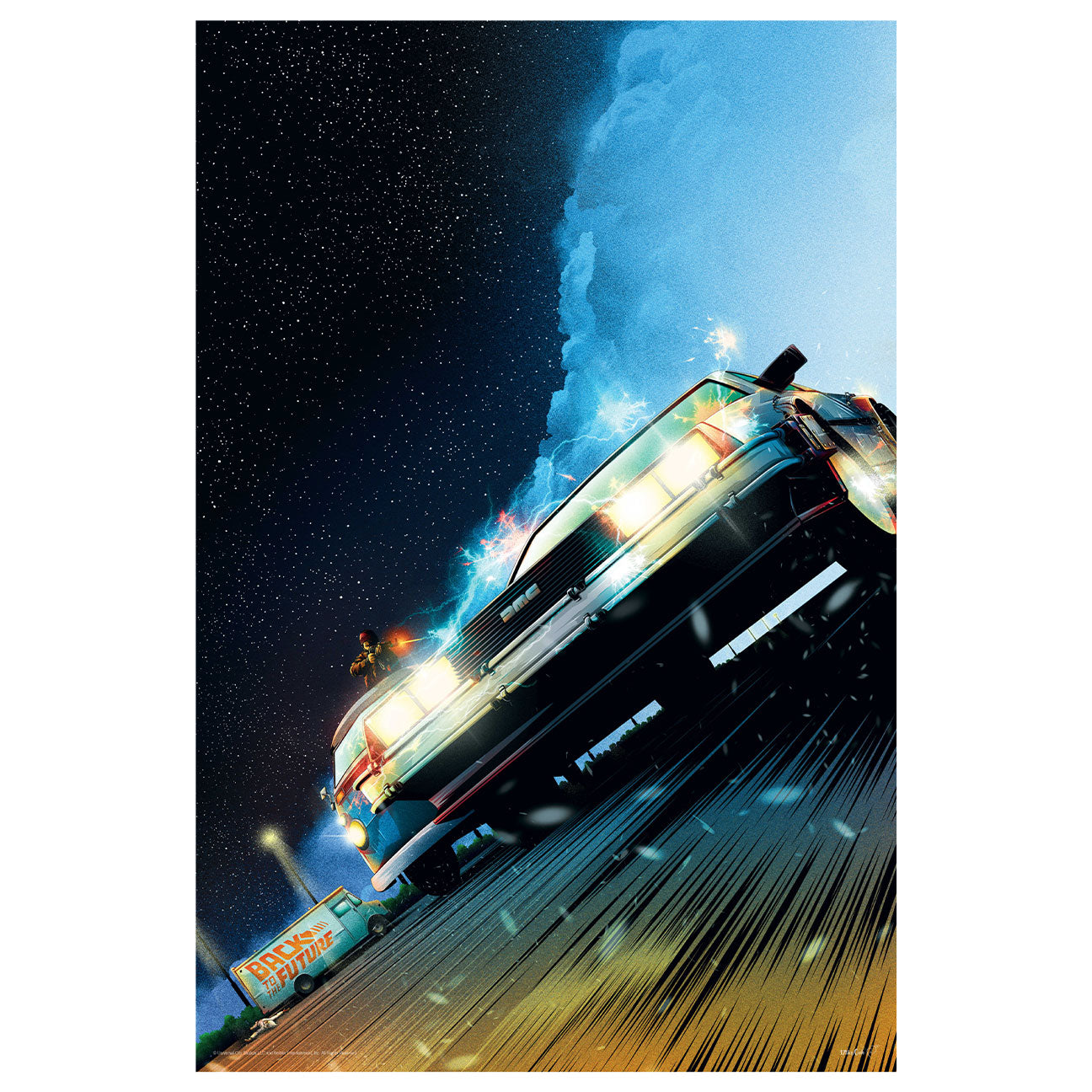 Back to the Future DeLorean Parking Lot Limited Edition Art Print
