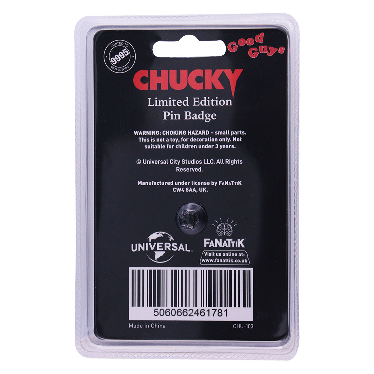 Chucky Limited edition collectible enamel pin badge from Fanattik