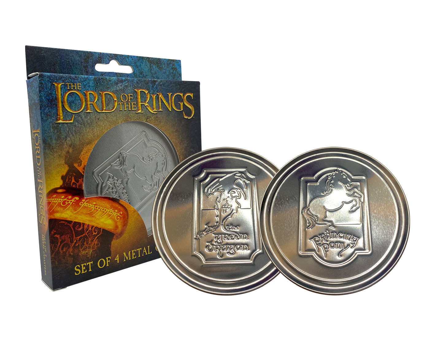 The Lord of the Rings Set of 4 Embossed Metal Coasters – Fanattik