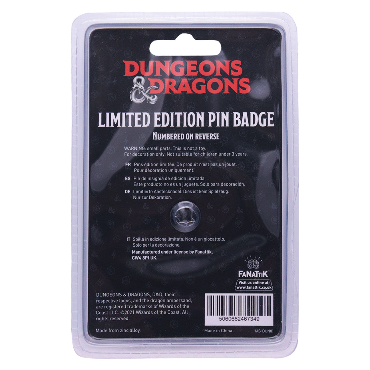 Dungeons & Dragons limited edition metal pin badge from Fanattik