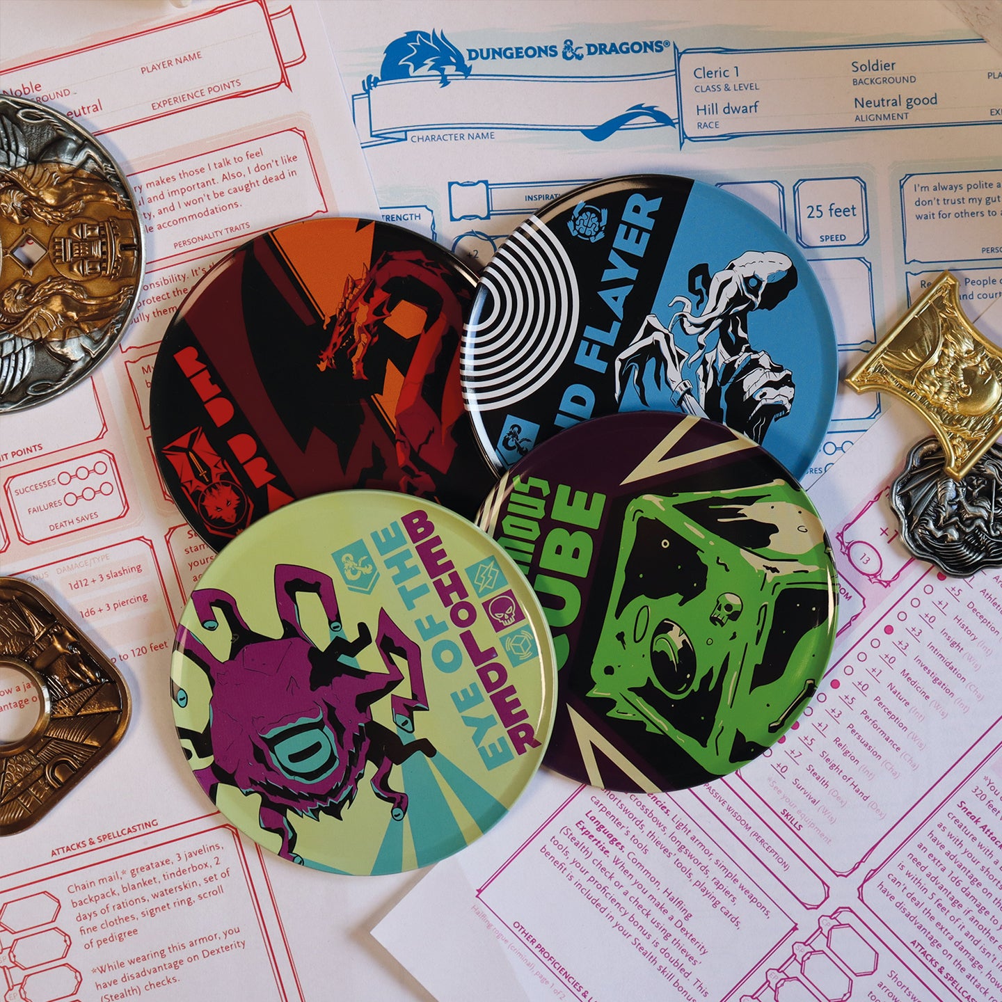 Dungeons & Dragons Monsters Set of 4 Printed Metal Coasters
