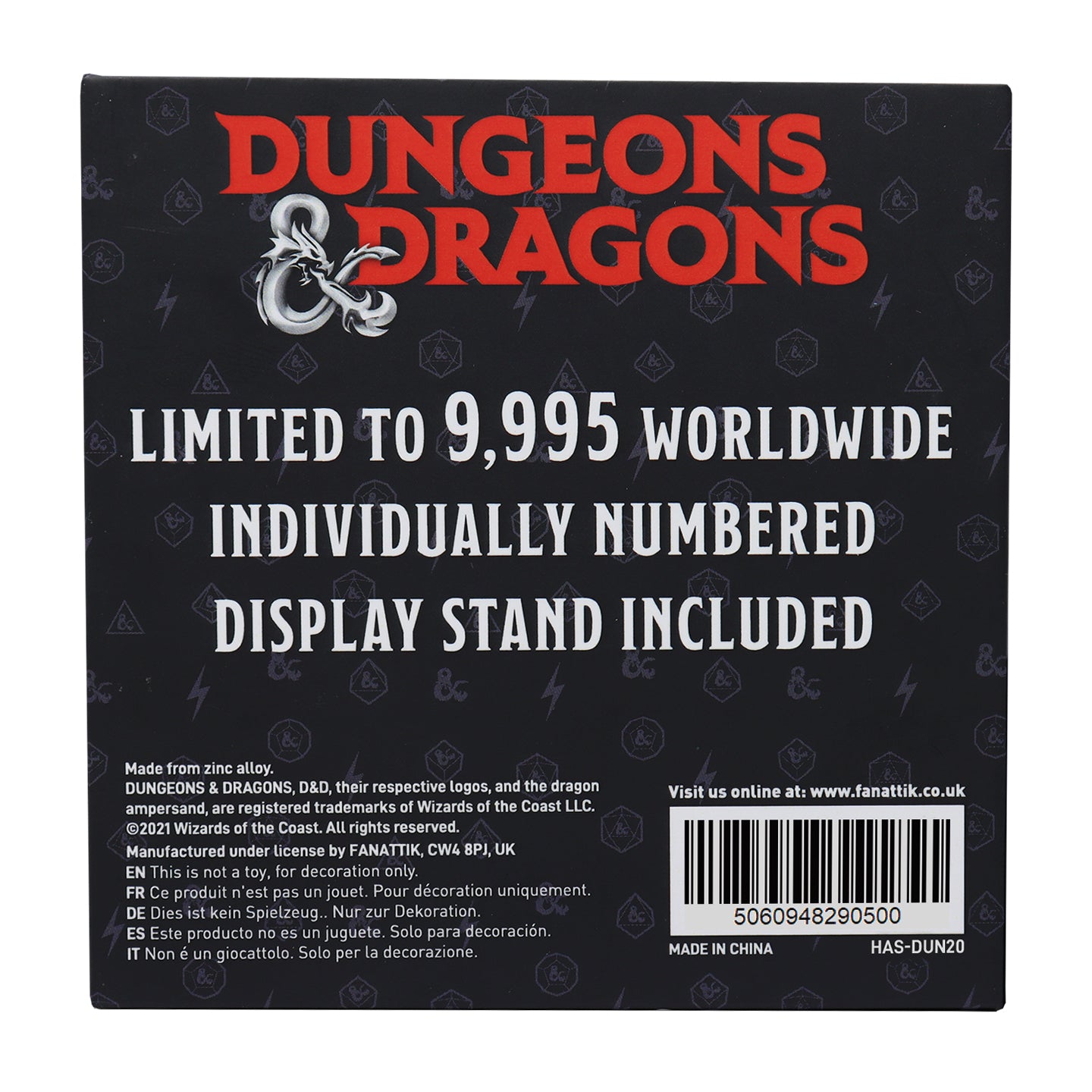 Dungeons & Dragons Limited Edition Ampersand Medallion Packaging Reverse