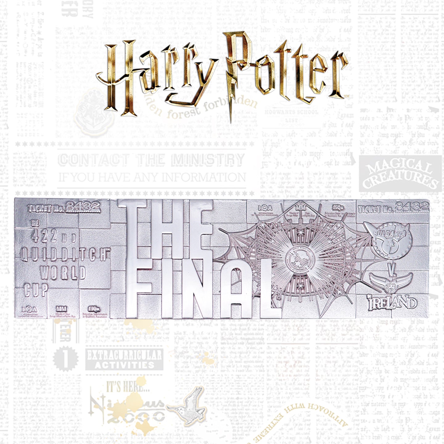 Harry Potter Quidditch world cup sliver plated collectible ticket from Fanattik