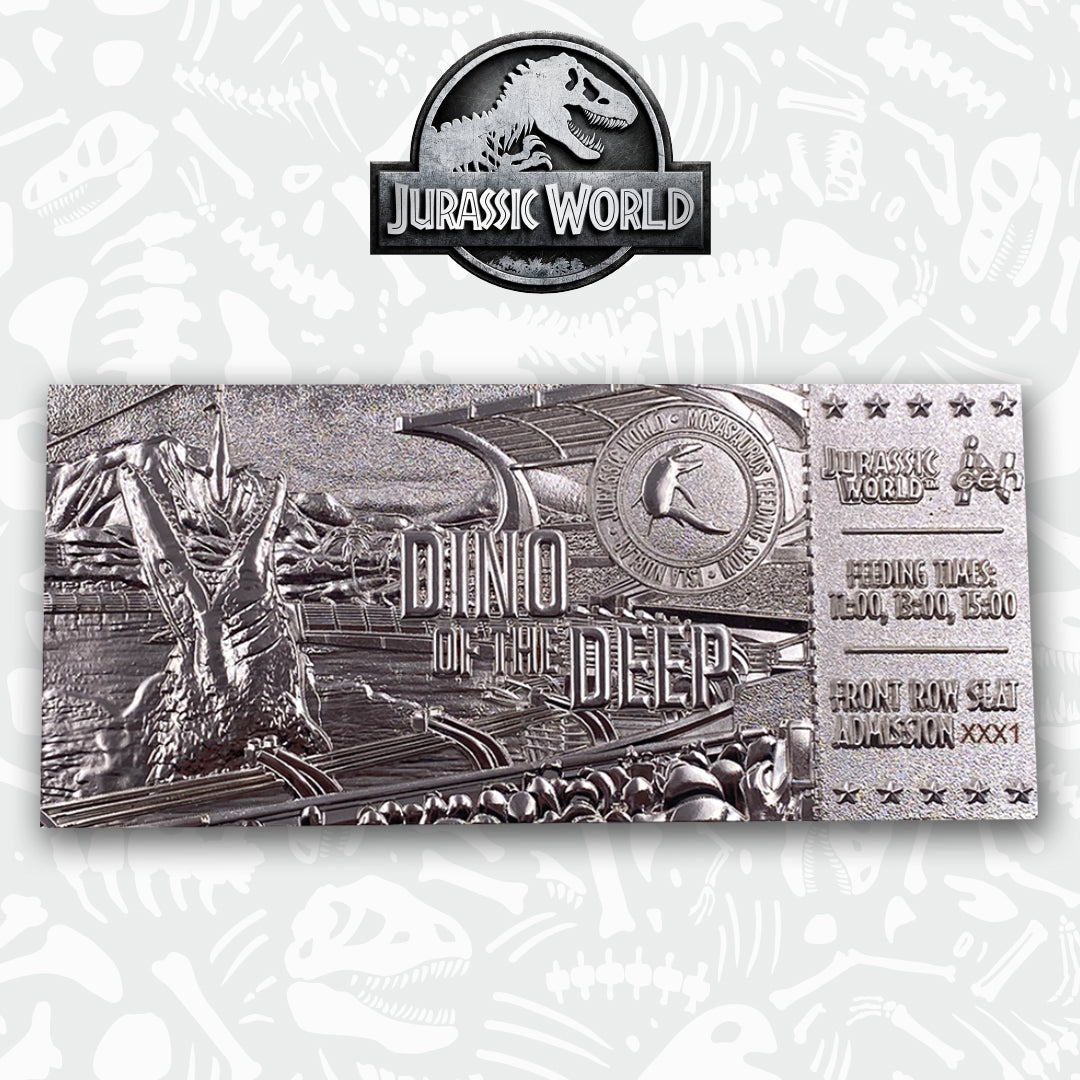 Jurassic World Limited Edition .999 Silver Plated Mosasaurus Attraction Ticket