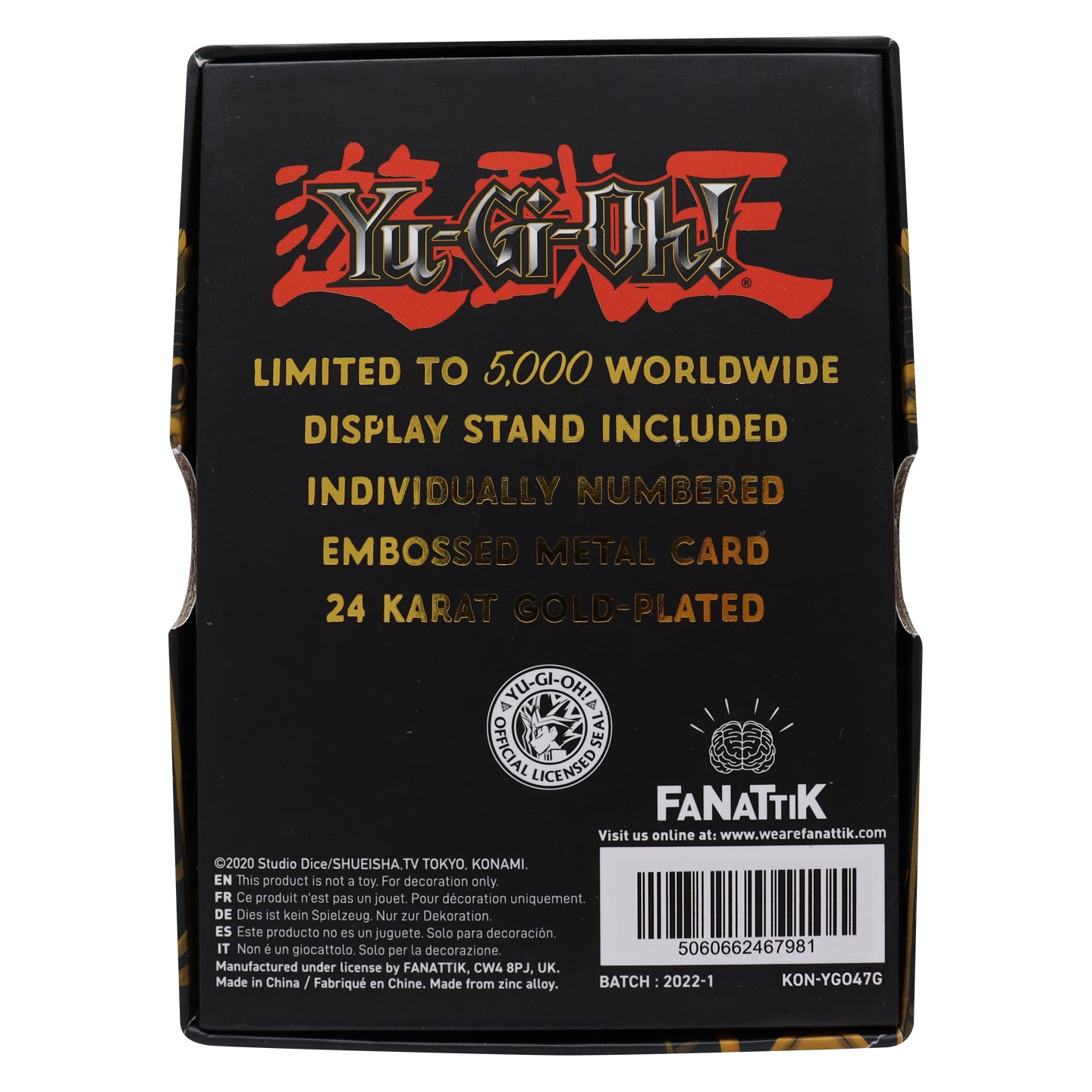 Yu-Gi-Oh! Limited Edition 24k Gold Plated Dark Paladin Metal Card