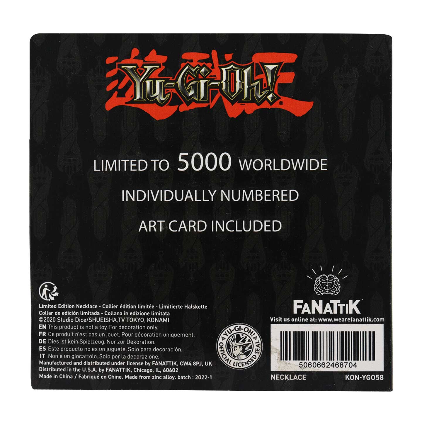 Yu-Gi-Oh! Limited Edition Replica Yuya's Pendant Collectible Metal Necklace and art card