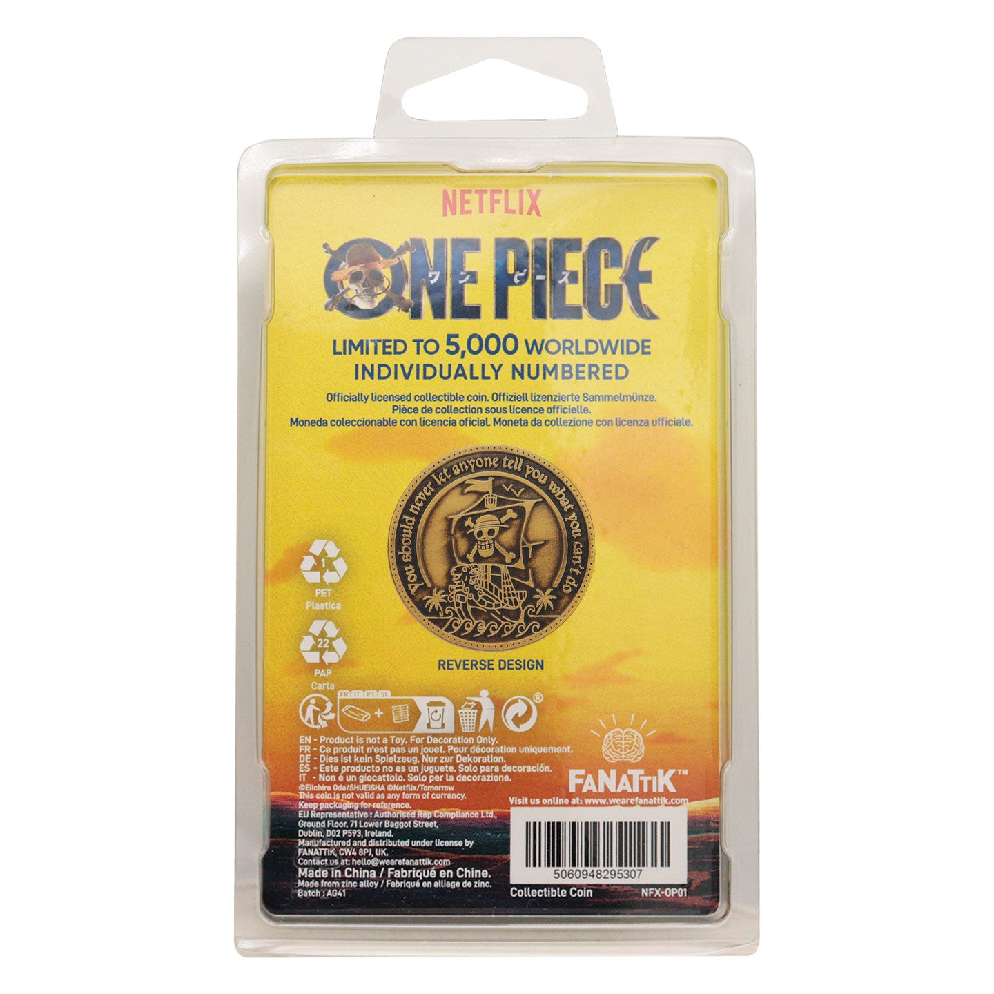 One Piece Limited Edition Collectible Coin Packaging Reverse