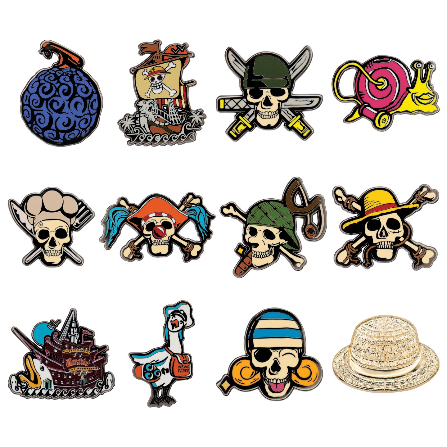 One Piece Mystery Pin Badge CDU Containing 12 Blind Boxes Assorted Pins