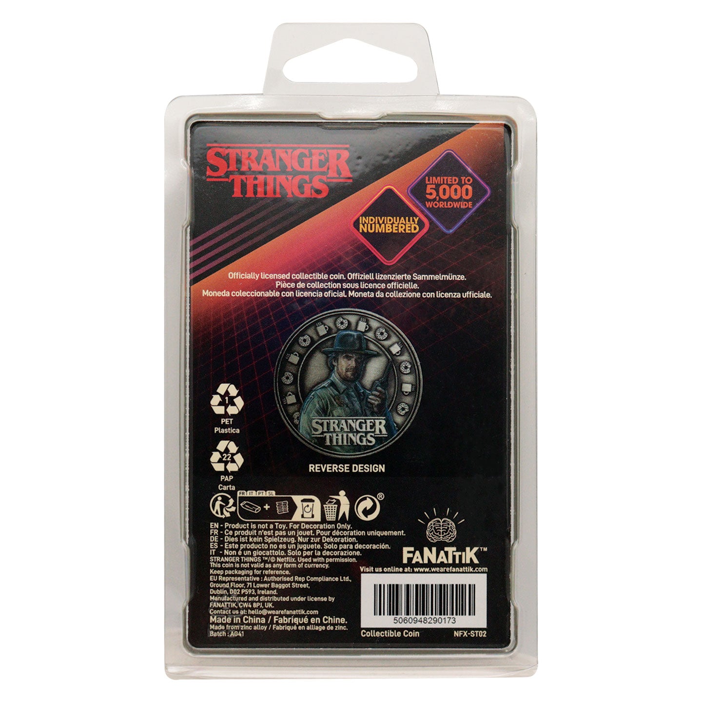 Stranger Things Eleven and Hopper Collectible Coin Packaging Reverse