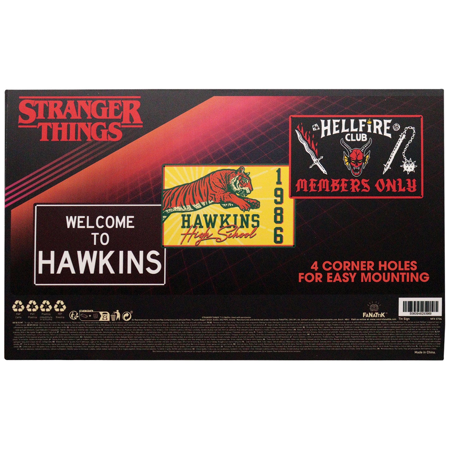Stranger Things Set of 3 Tin Signs Packaging Reverse