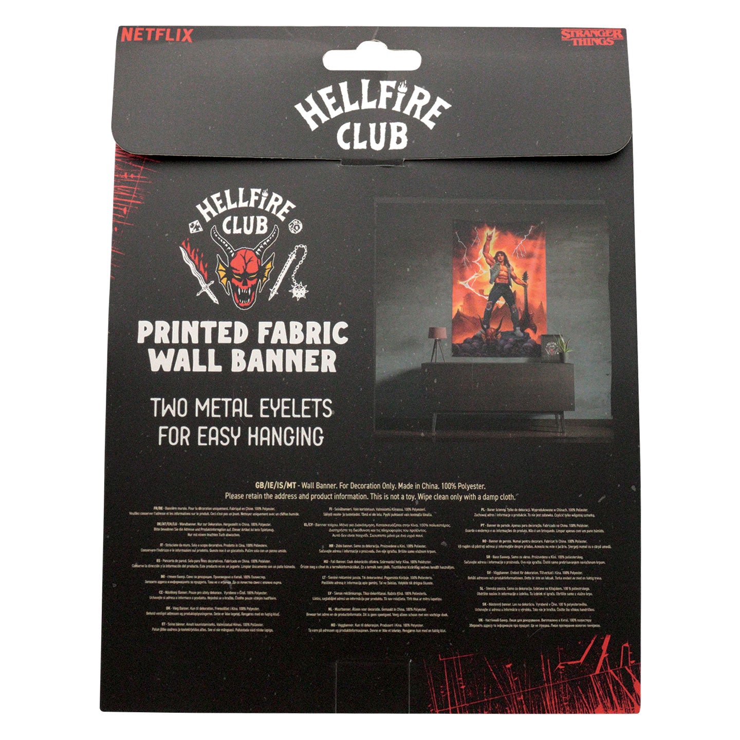 Stranger Things Eddie Munson Wall Banner Packaging Reverse