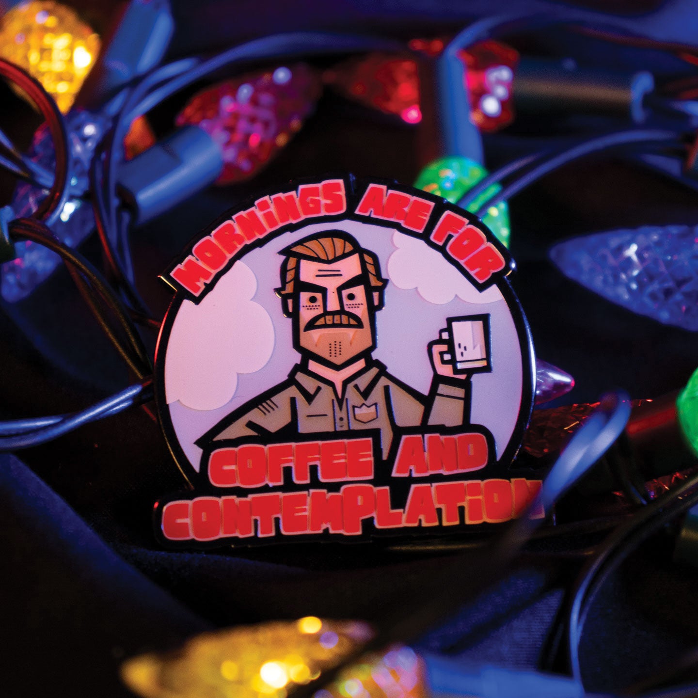Stranger Things Hopper Pin Badge Lifestyle Close Up