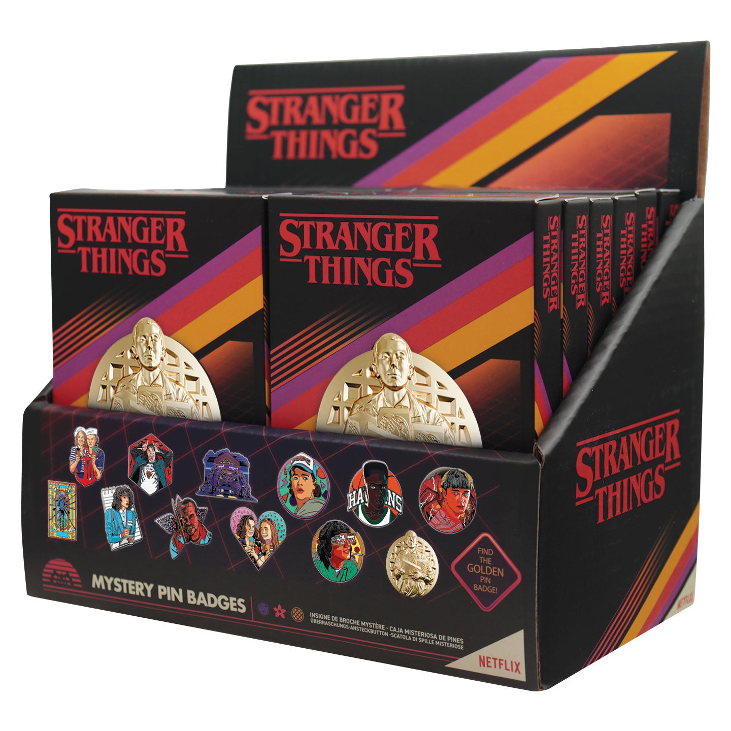 Stranger Things Mystery Pin Badge CDU Containing 12 Blind Boxes