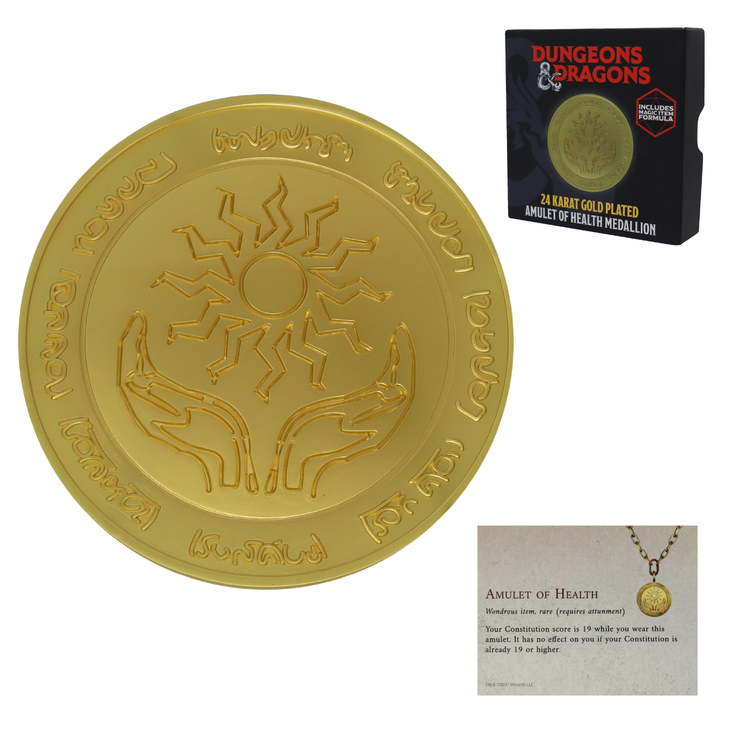 Dungeons & Dragons 24k Gold Plated Amulet of Health Medallion