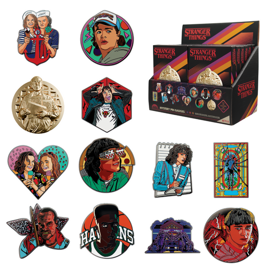Stranger Things Mystery Pin Badge CDU Containing 12 Blind Boxes