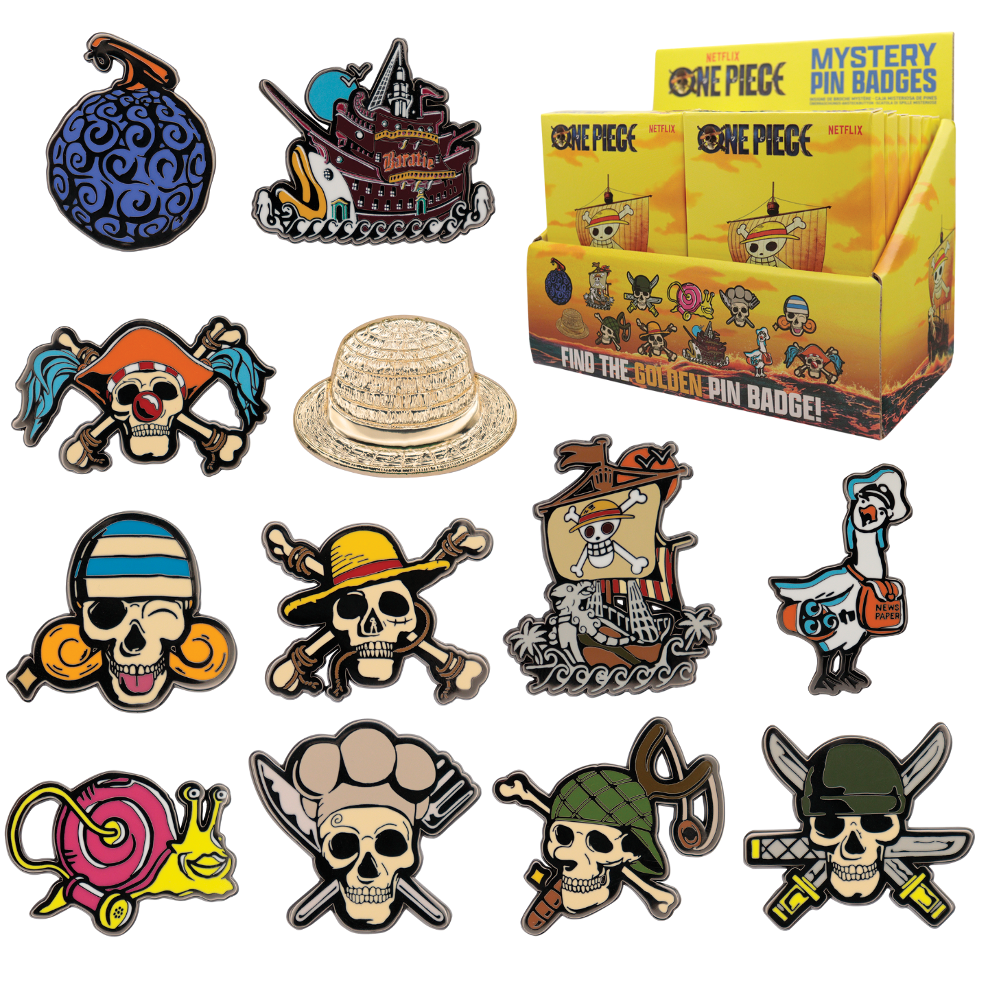 One Piece Mystery Pin Badge CDU Containing 12 Blind Boxes