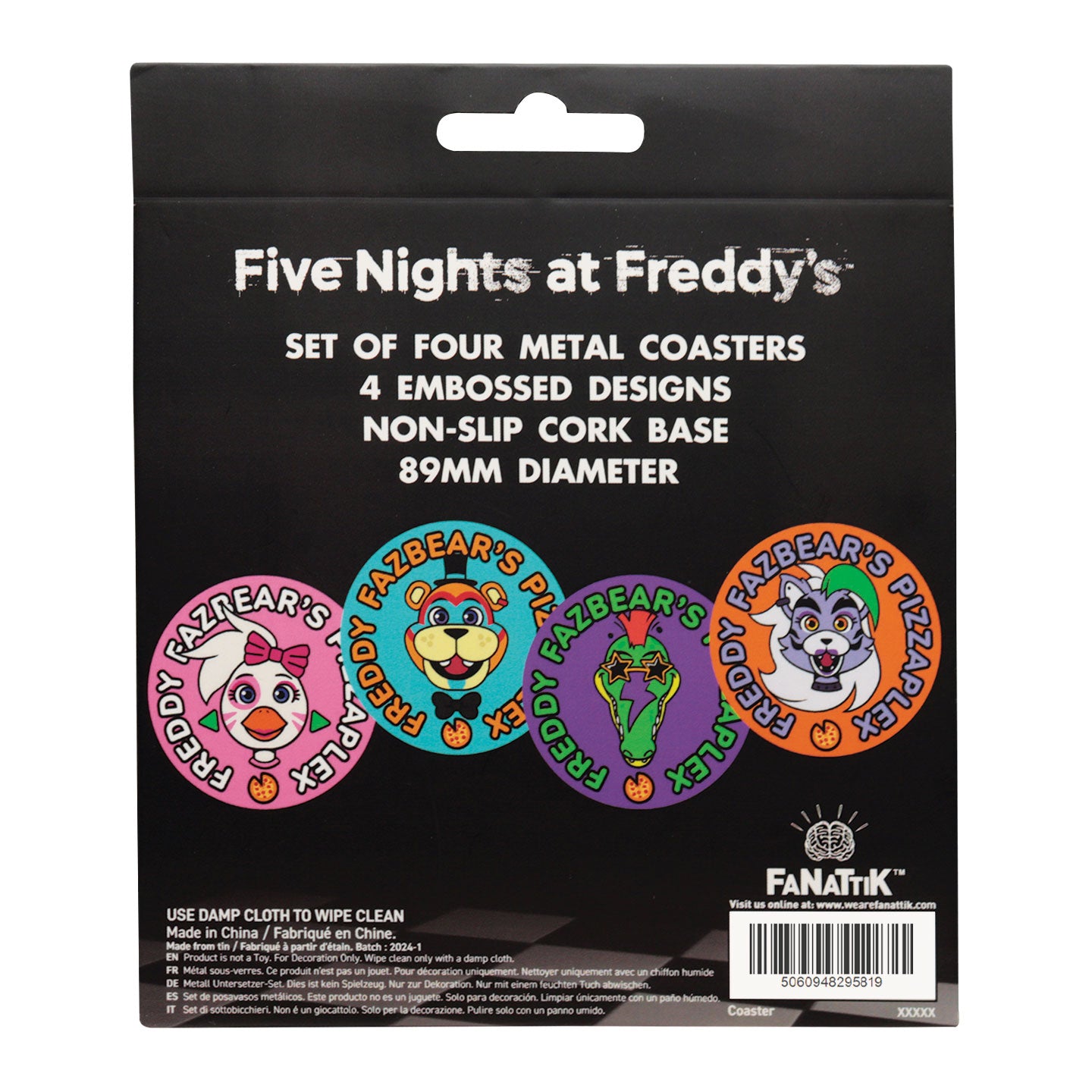 Five Nights at Freddy's Printed Drinks Coasters Packaging Reverse