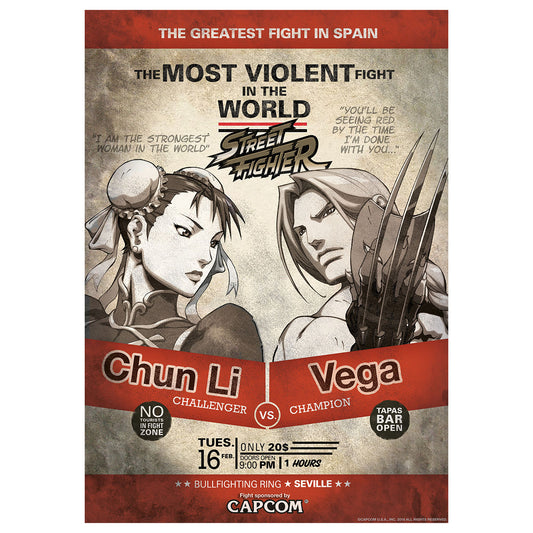 Street Fighter Limited Edition Chun Li vs Vega A3 Art Print