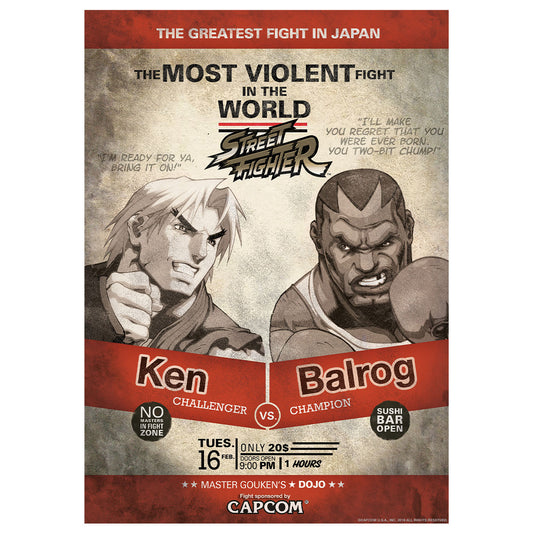 Street Fighter Limited Edition A3 Art Print: Ken vs Balrog