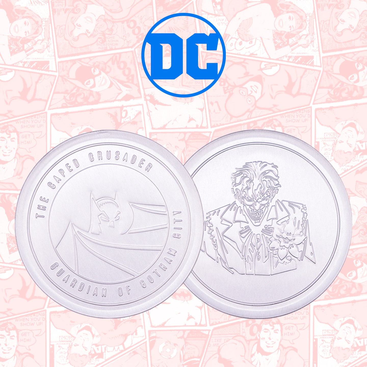 DC Batman Set of 4 Embossed Metal Coasters with non-slip cork base