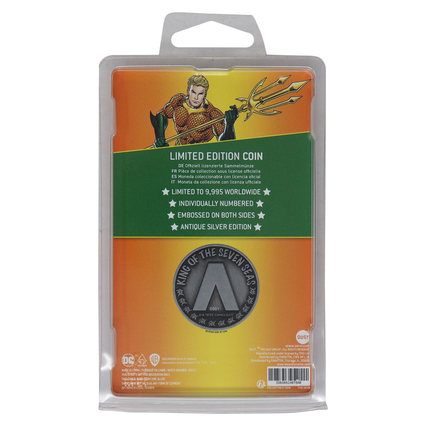 DC Comics Aquaman double-sided limited edition collectible coin