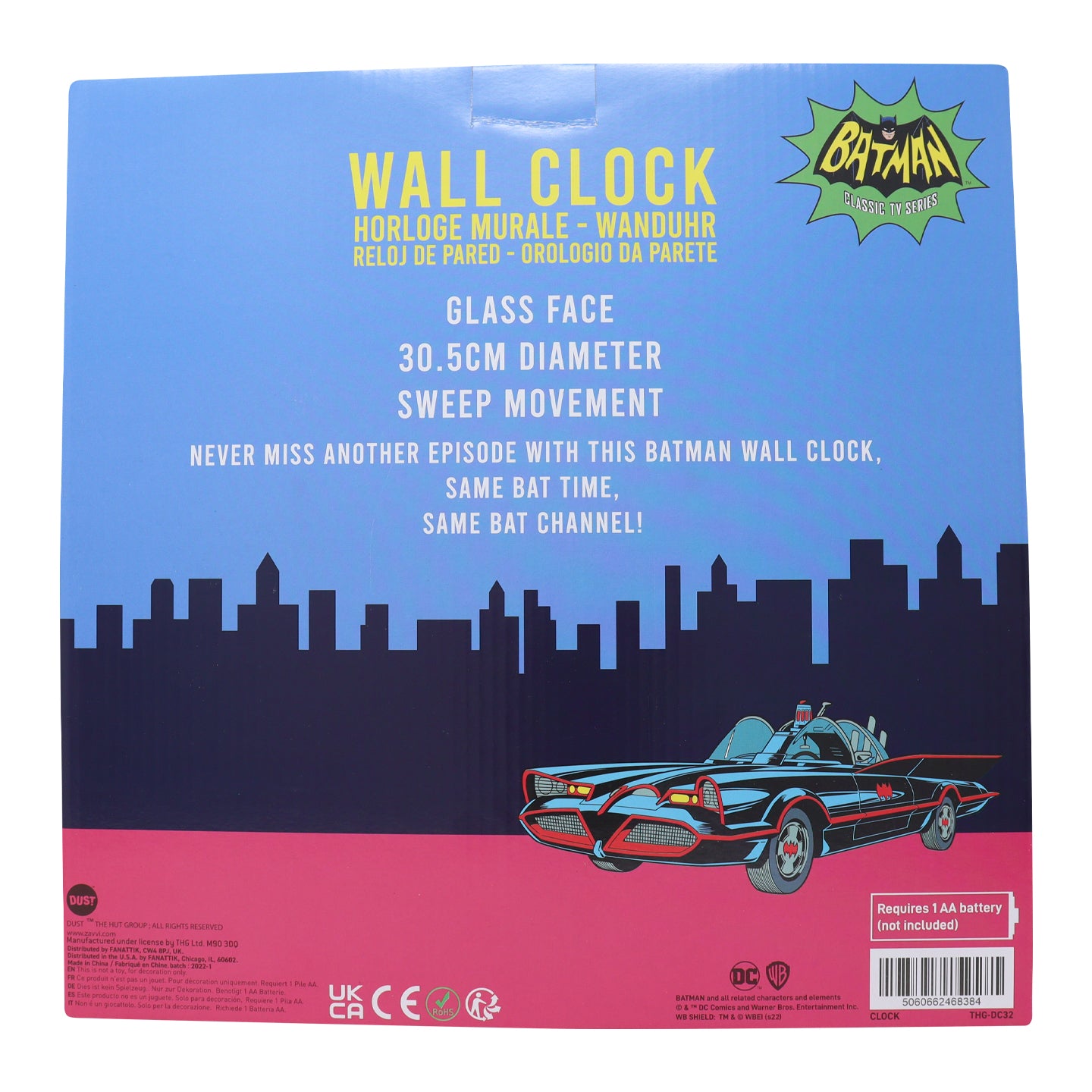 Batman Bat Time Bat Channel wall clock from Fanattik
