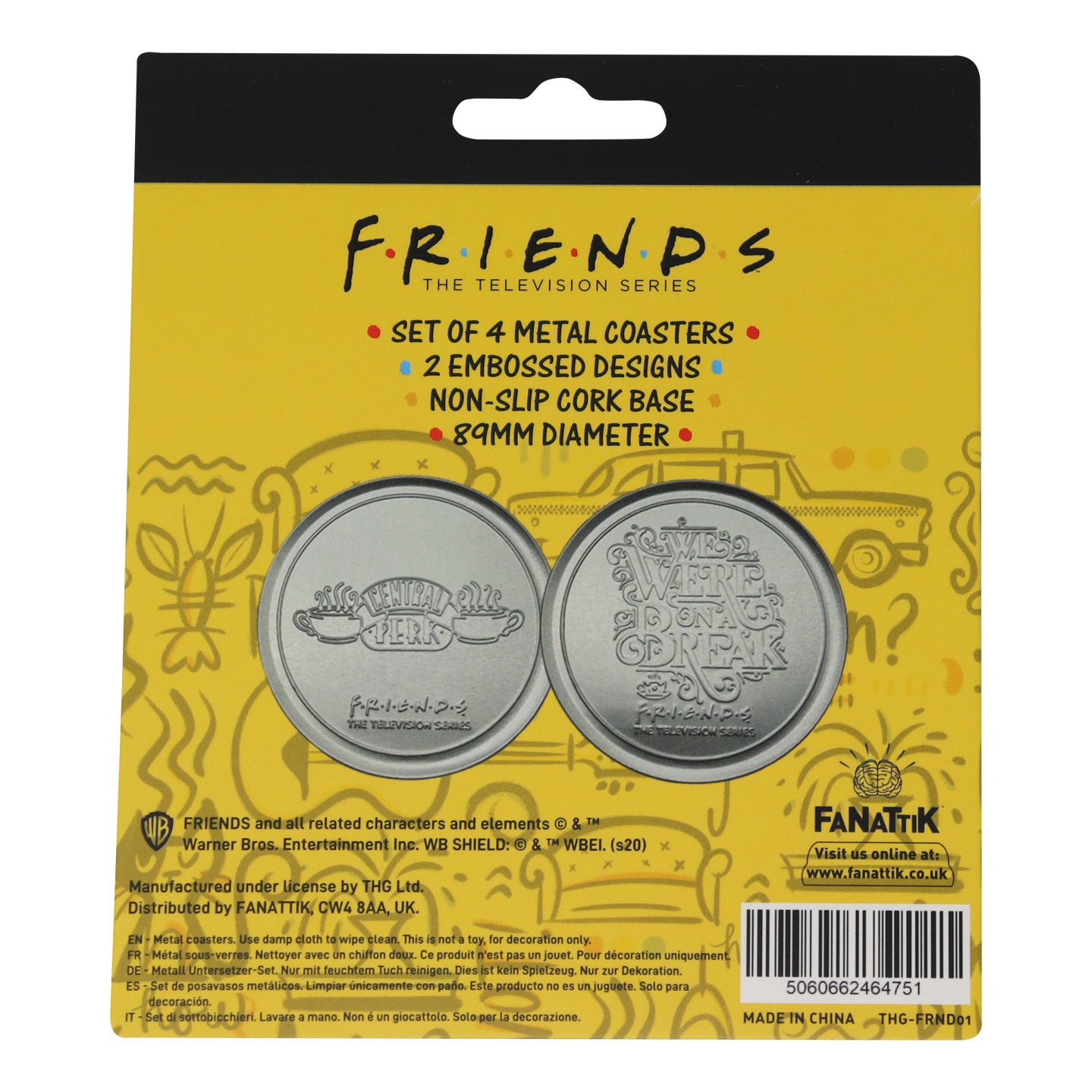 Friends Set of 4 Embossed Metal Coasters