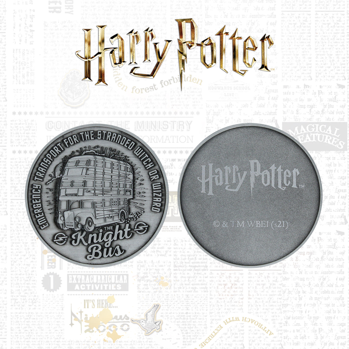 Harry Potter Limited Edition Knight Bus Collectible Metal Medallion