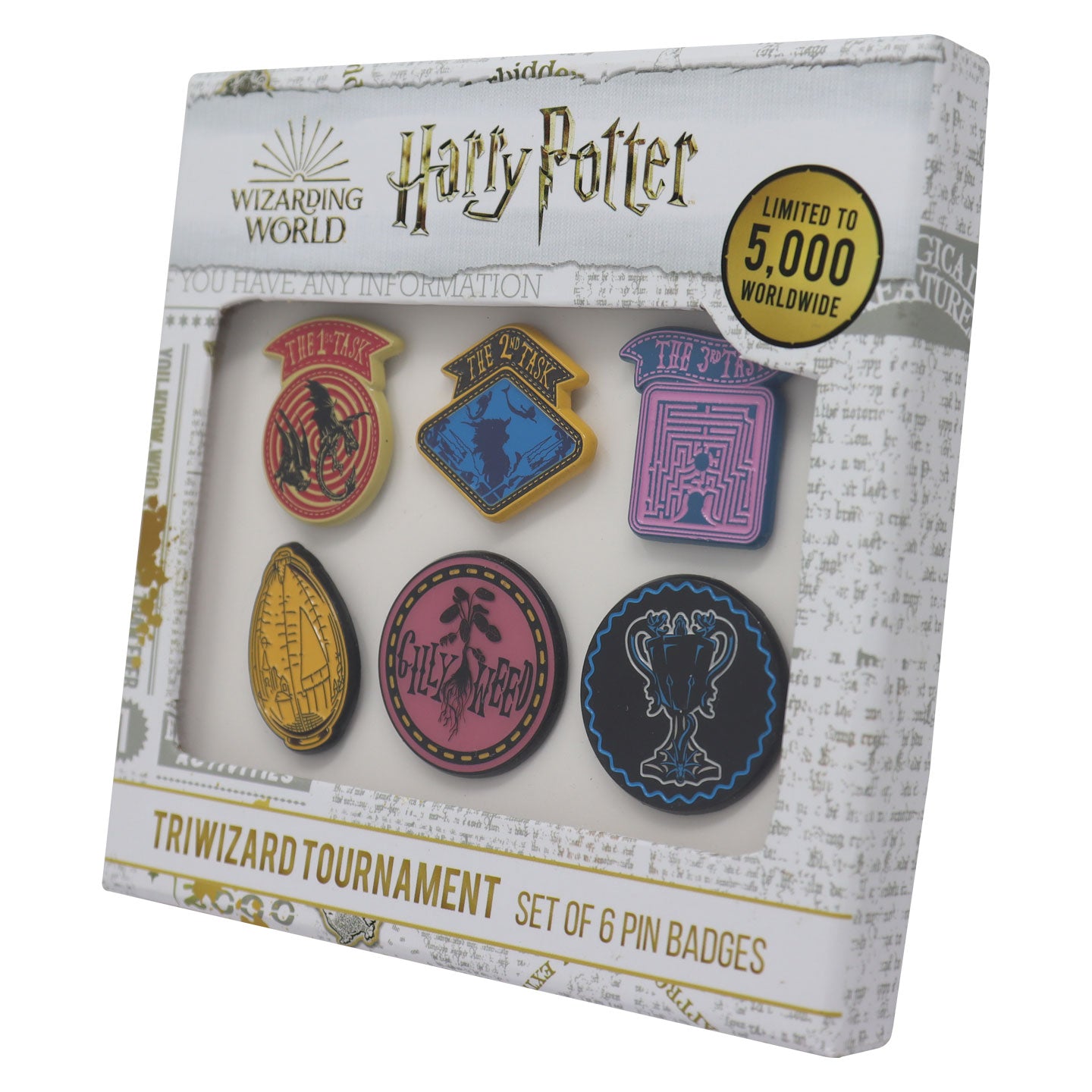 Harry Potter Limited Edition Set of 6 Triwizard Tournament Pin Badges Packaging