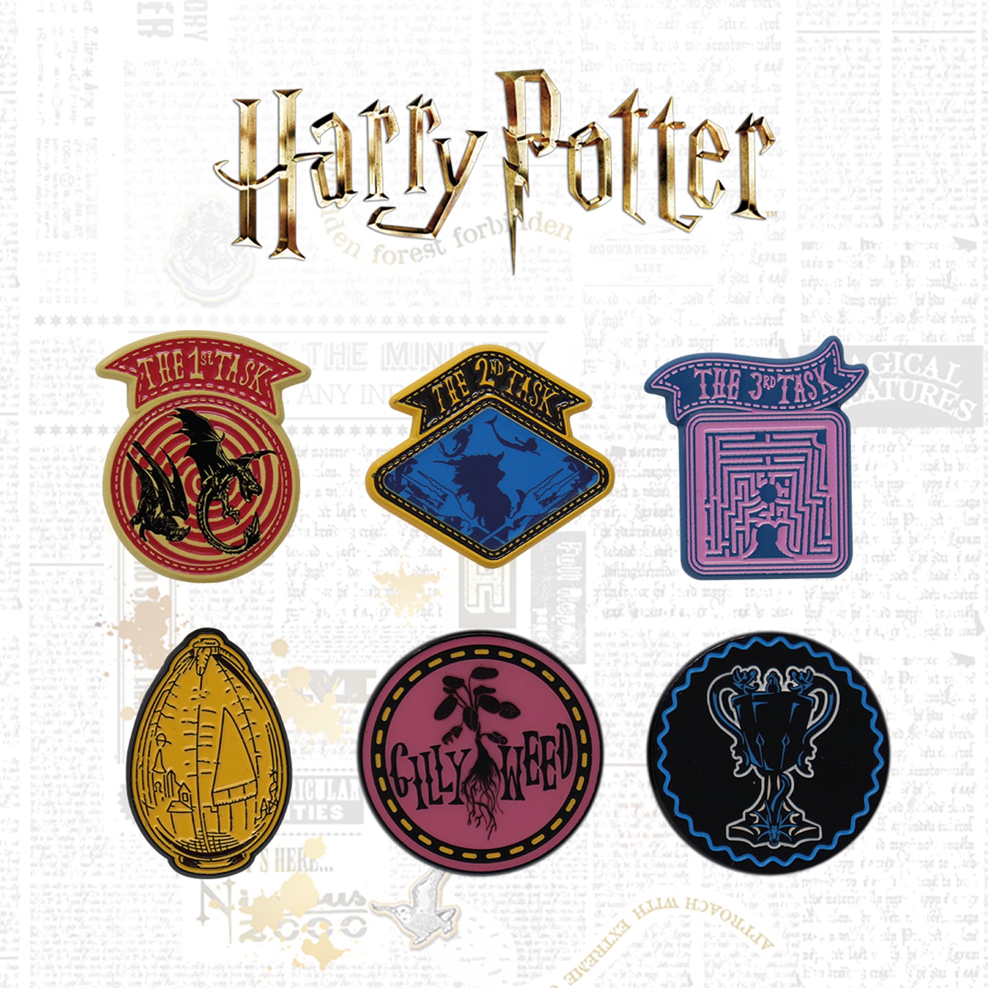 Harry Potter Limited Edition Set of 6 Triwizard Tournament Pin Badges Presenter