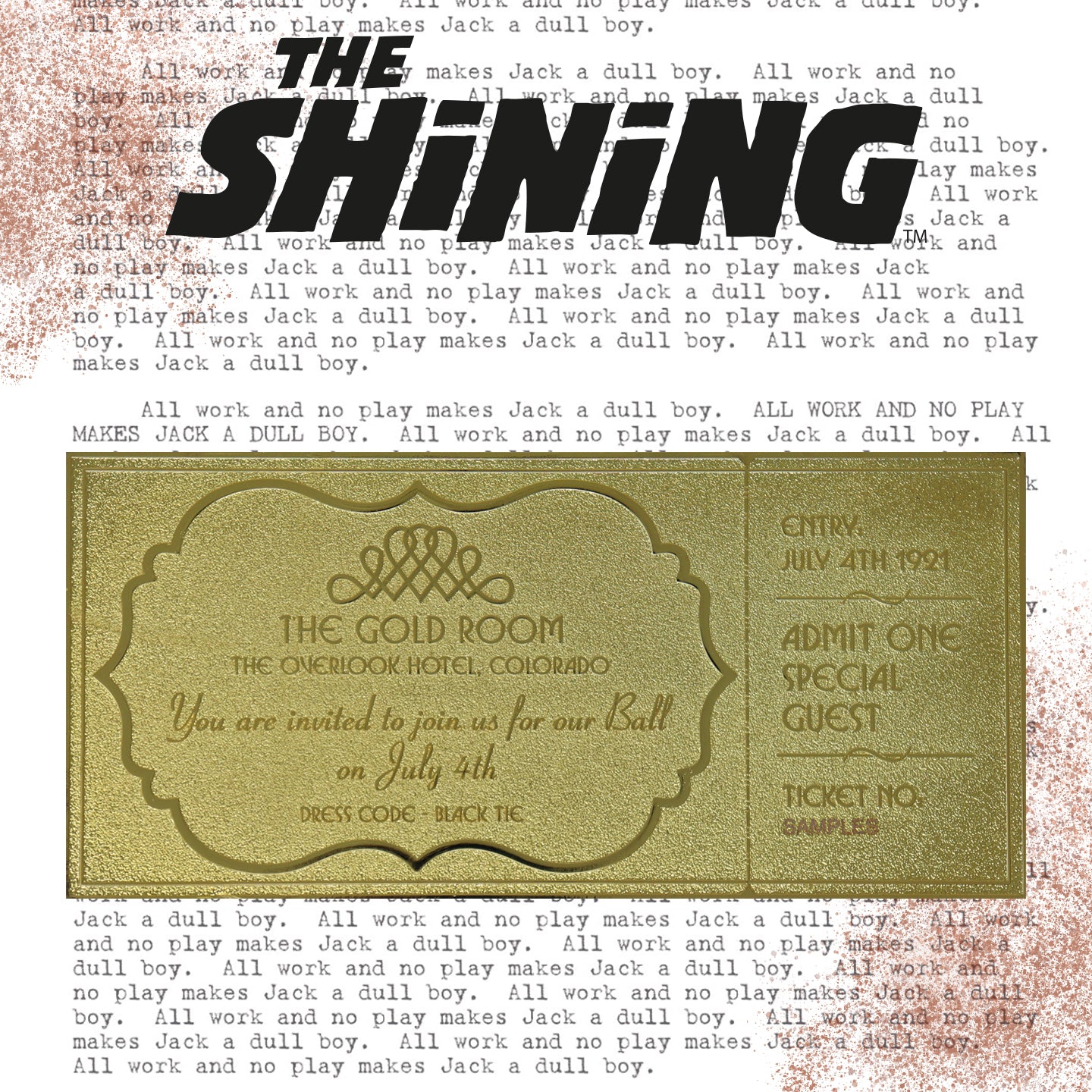 The Shining Limited Edition The Overlook Hotel Ball 24 Karat Gold Plated Ticket