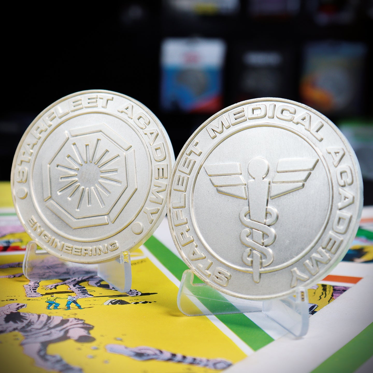 Star Trek Limited Edition .999 Silver Plated Set of 4 Starfleet Divisions Medallion Collection