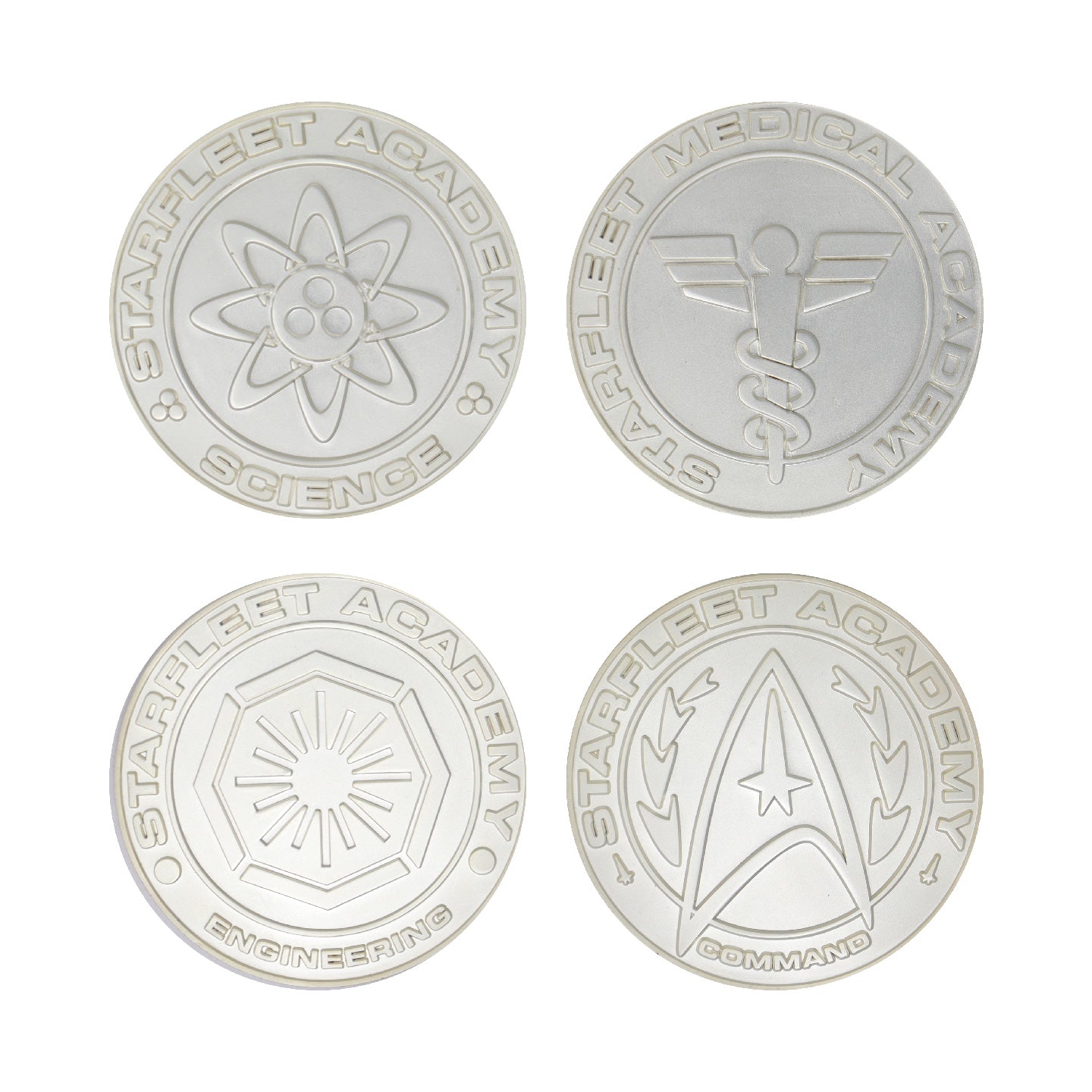 Star Trek Limited Edition .999 Silver Plated Set of 4 Starfleet Divisions Medallion Collection