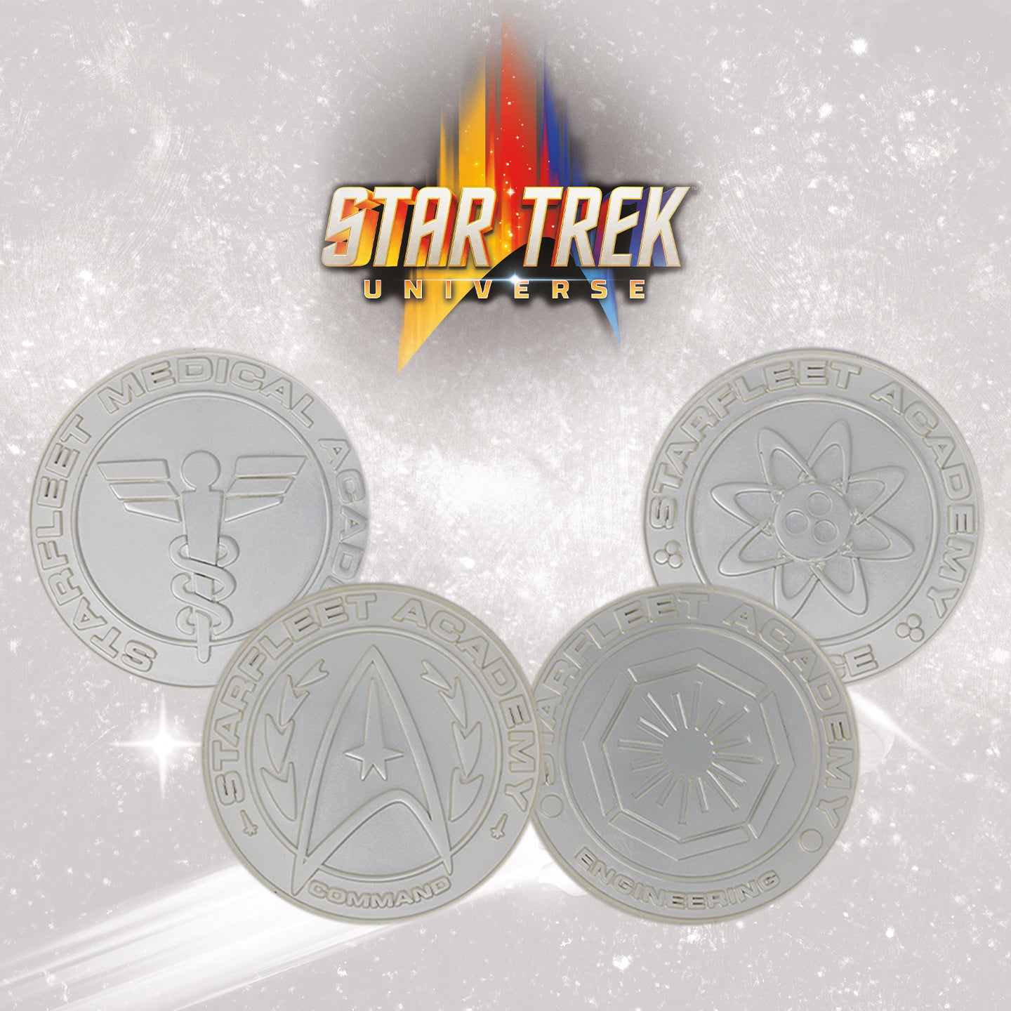 Star Trek Limited Edition .999 Silver Plated Set of 4 Starfleet Divisions Medallion Collection