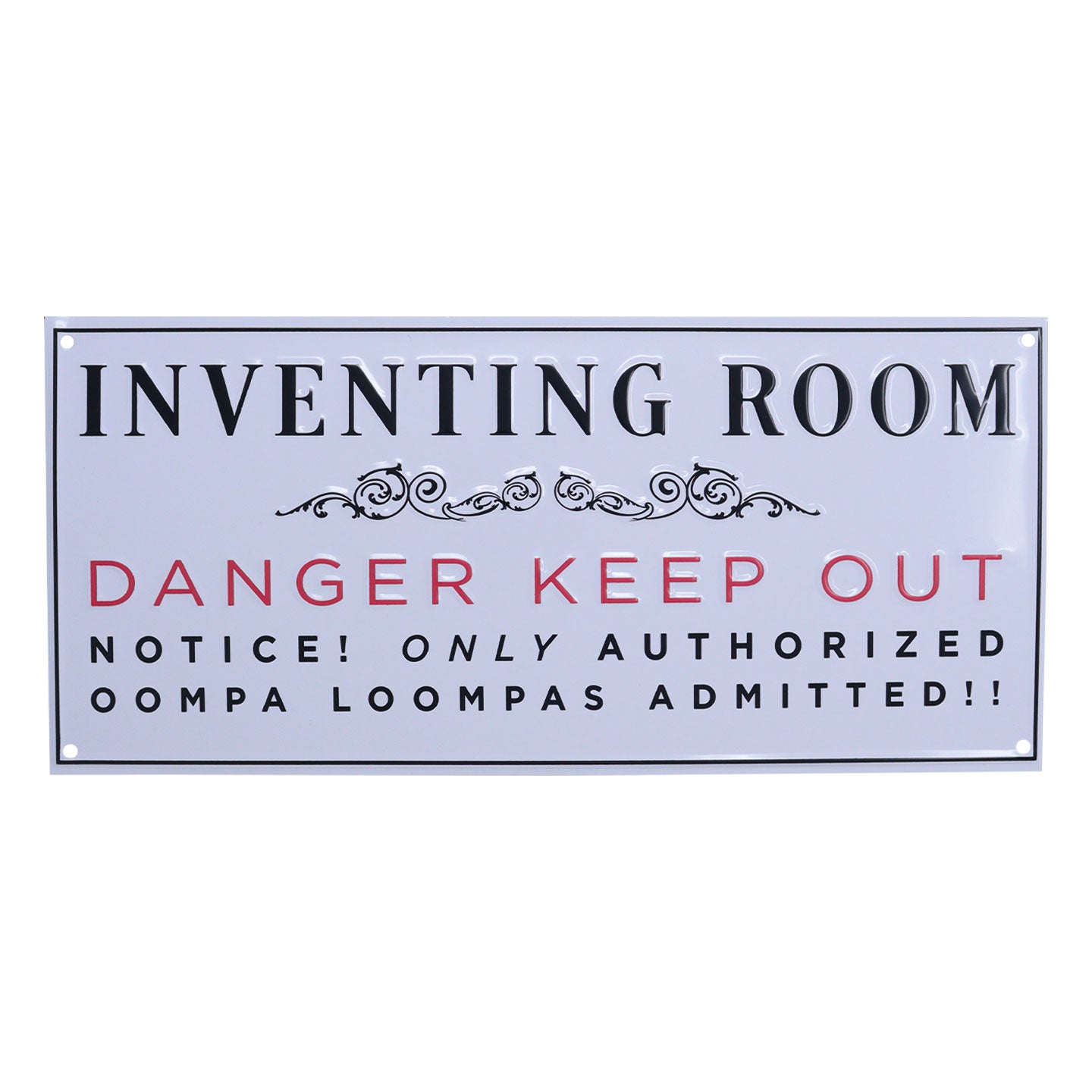 Willy Wonka Chocolate Factory Inventing Room Tin Sign - Vintage Style Metal Wall Decor