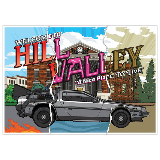 Back to the Future 40th Anniversary Hill Valley A3 Art Print