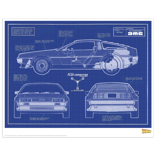 Back to the Future DeLorean Blueprint Limited Edition Art Print