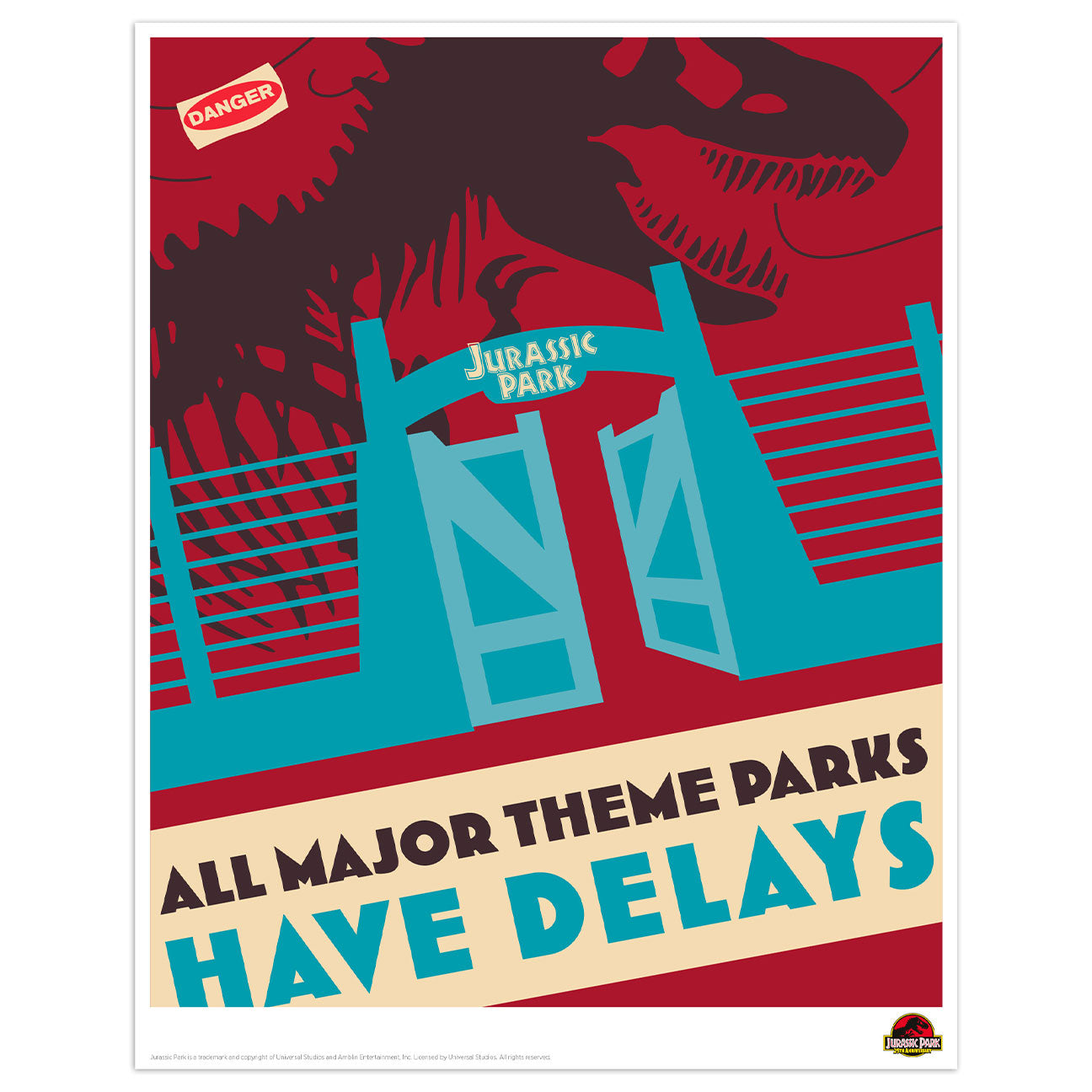 Jurassic Park All Major Theme Parks Limited Edition Art Print