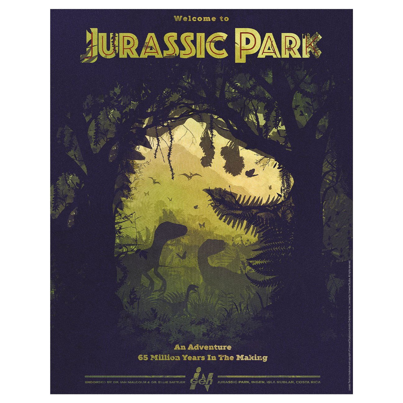 Jurassic Park T-Rex Silhouette Limited Edition Art Print