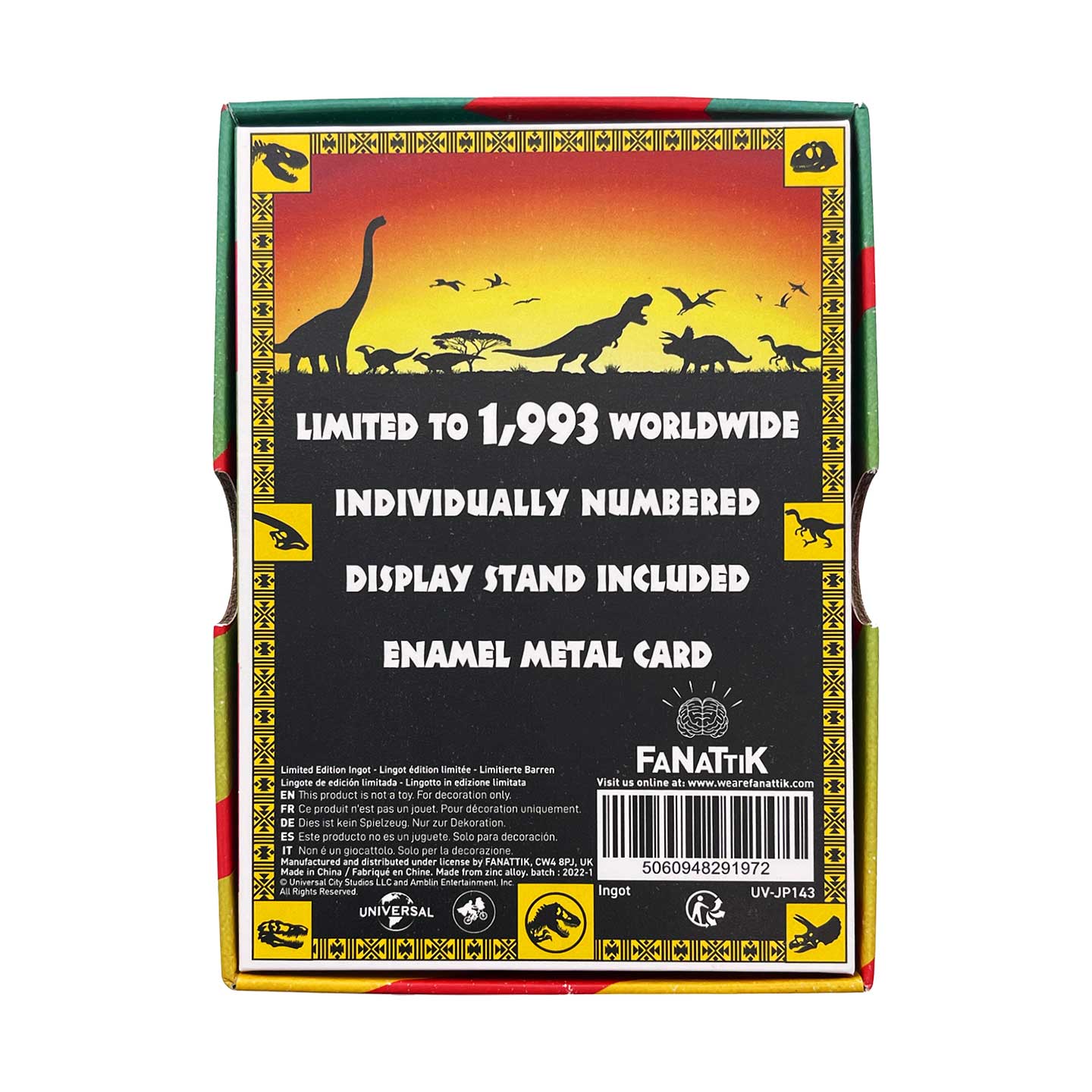 Jurassic Park Limited Edition 30th Anniversary Replica Vehicle I.D Ingot