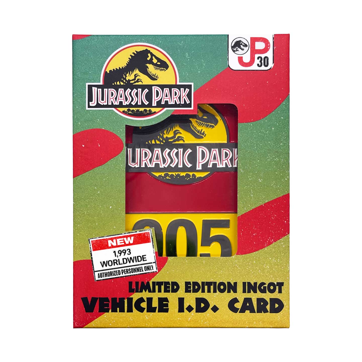 Jurassic Park Limited Edition 30th Anniversary Replica Vehicle I.D Ingot Packaging Front