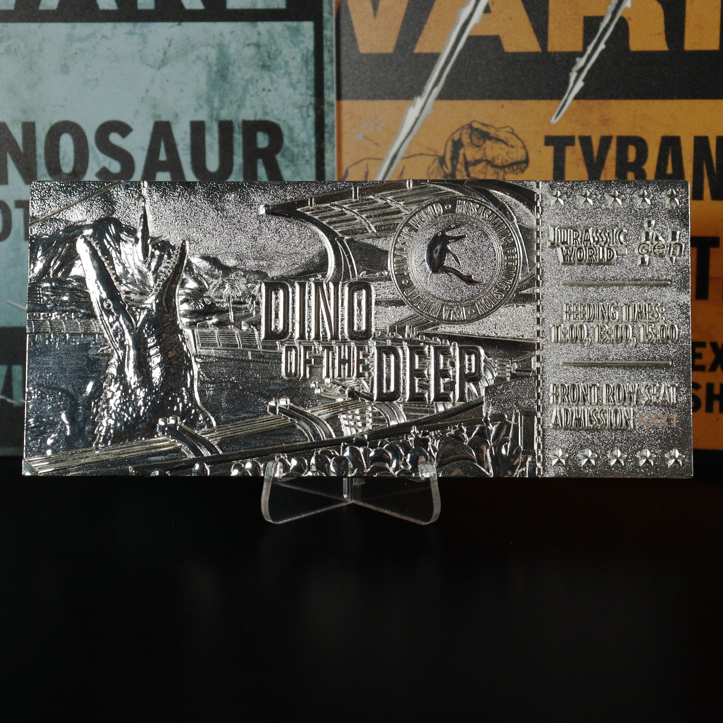 Jurassic World Limited Edition .999 Silver Plated Mosasaurus Attraction Ticket