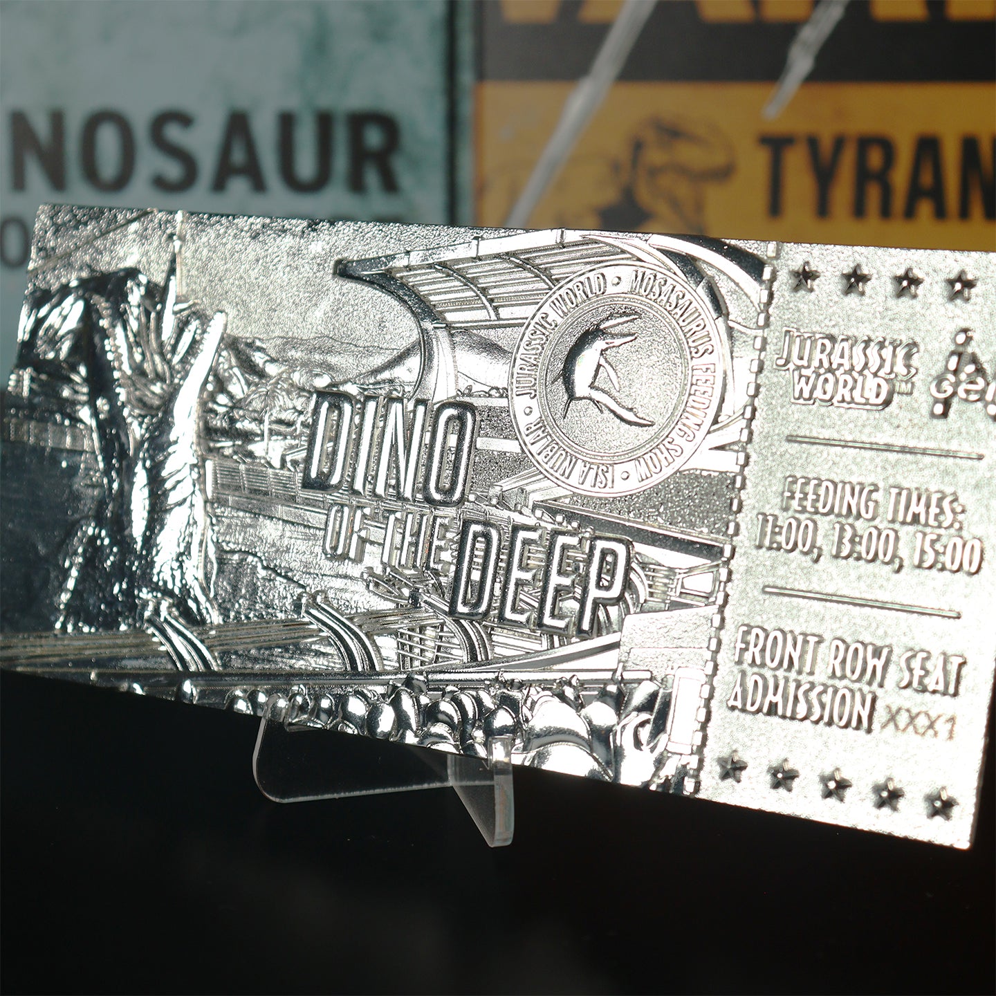 Jurassic World Limited Edition .999 Silver Plated Mosasaurus Attraction Ticket