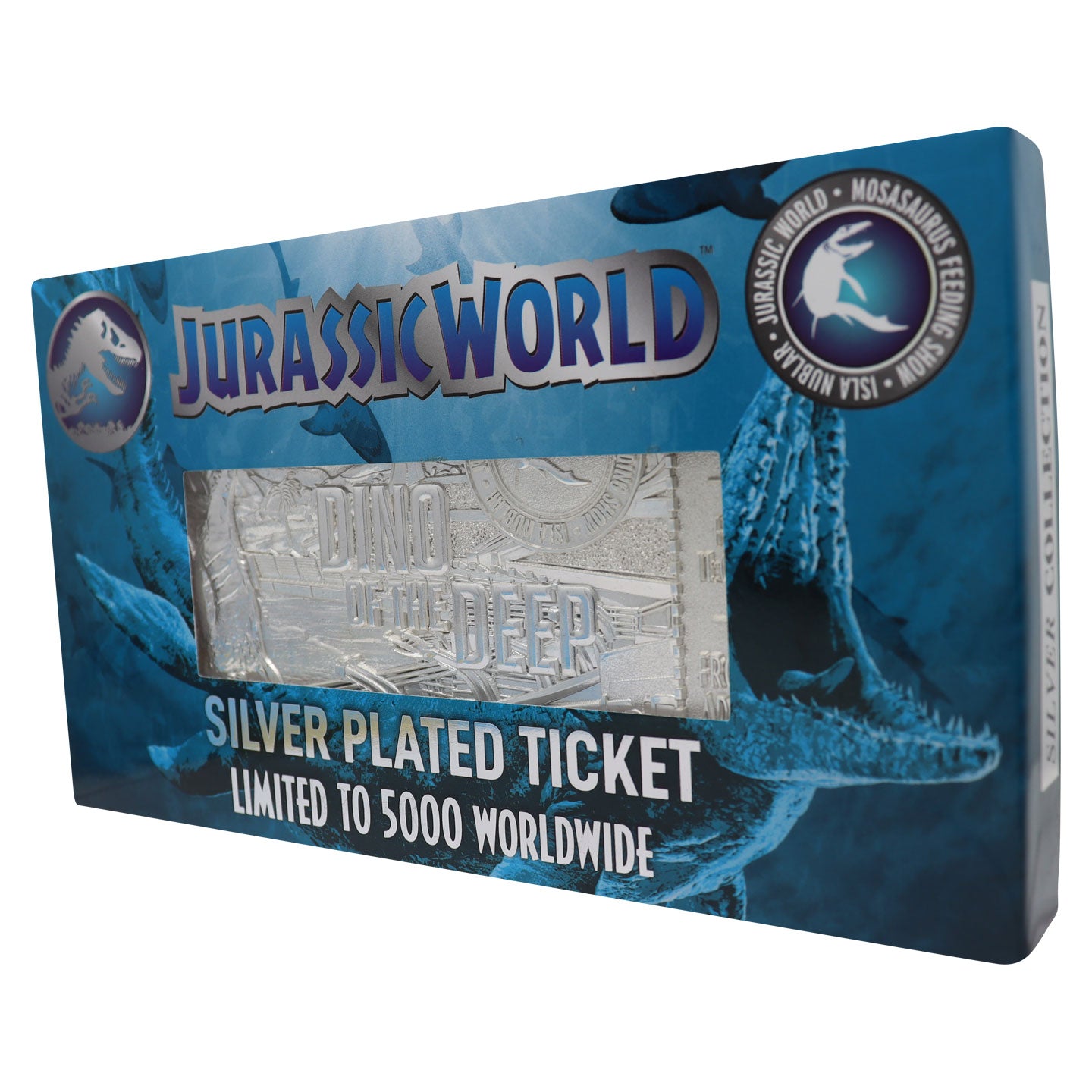 Jurassic World Limited Edition .999 Silver Plated Mosasaurus Attraction Ticket