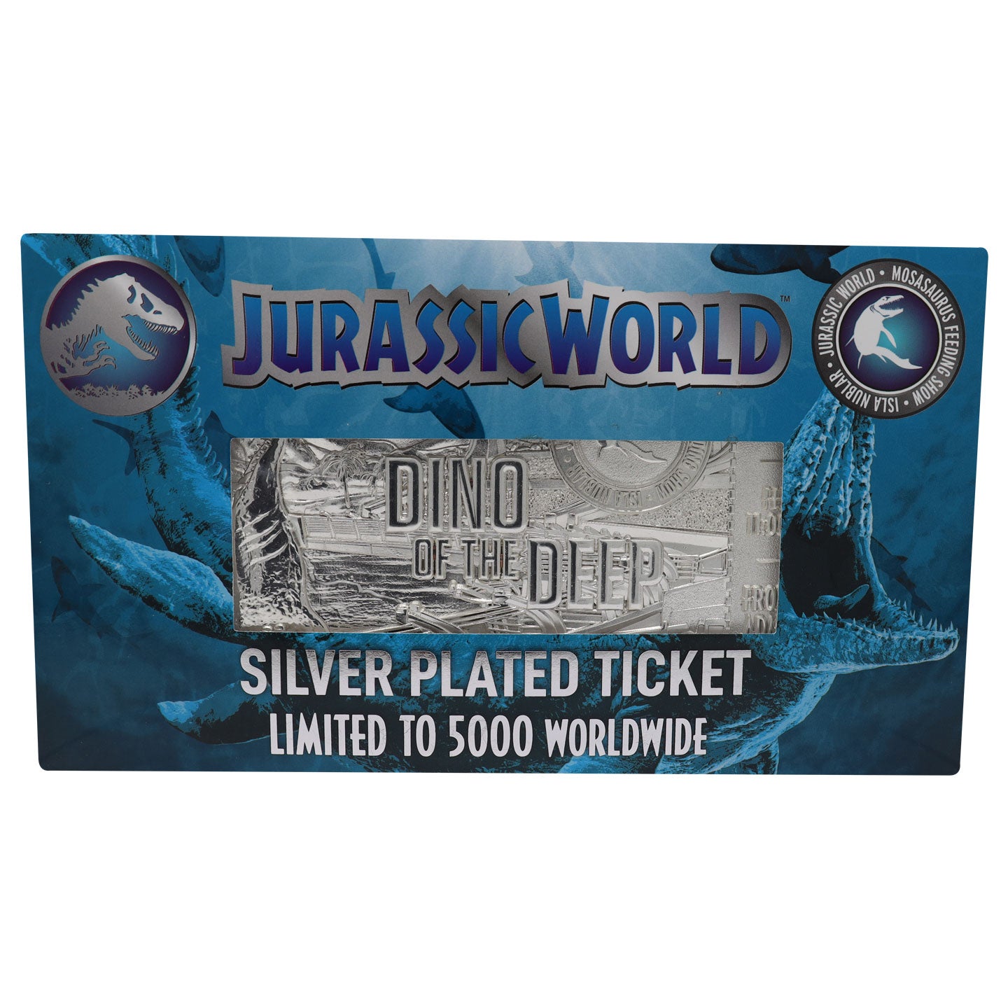 Jurassic World Limited Edition .999 Silver Plated Mosasaurus Attraction Ticket