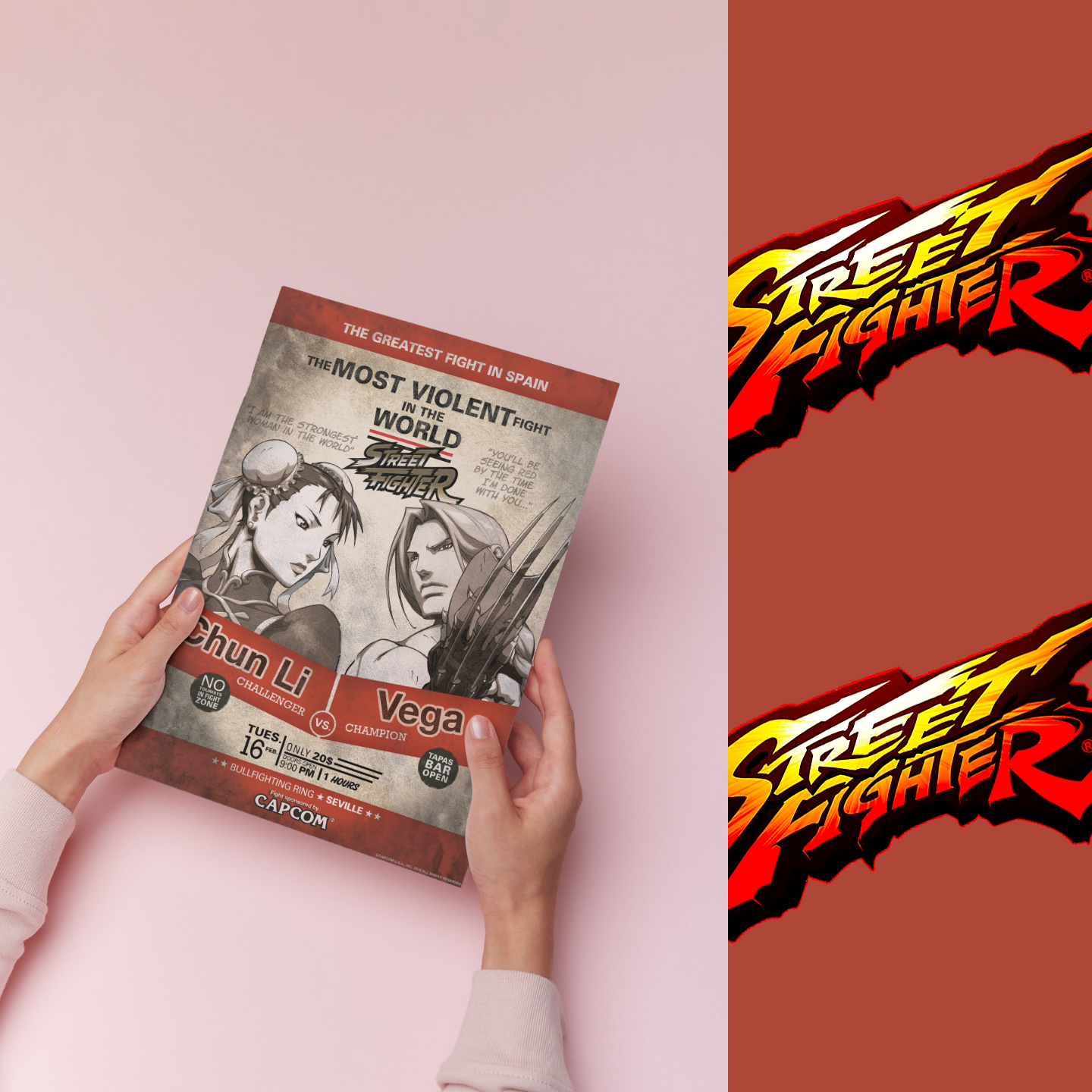 Street Fighter Limited Edition Chun Li vs Vega A3 Art Print